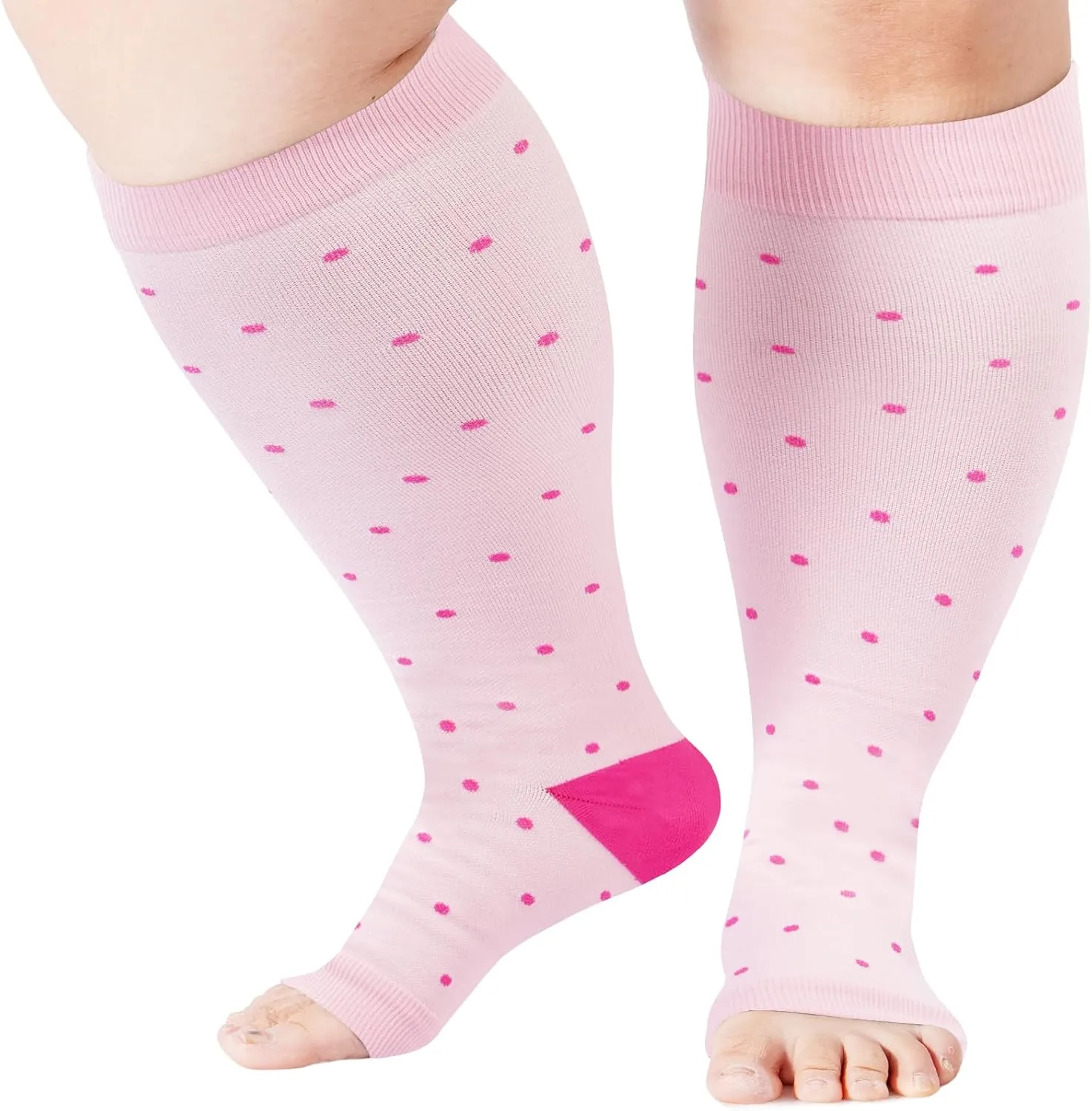 Abodhu Plus Size Compression Socks Open Toe Compression for Women& Men 15-20mmHg Wide Calf Knee High Toeless Compression Sock