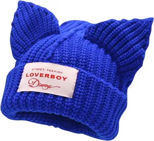 Cat Ear Hat Cute Beanie Hat Knit Wool Cap Warm Slouchy Crochet Hat
