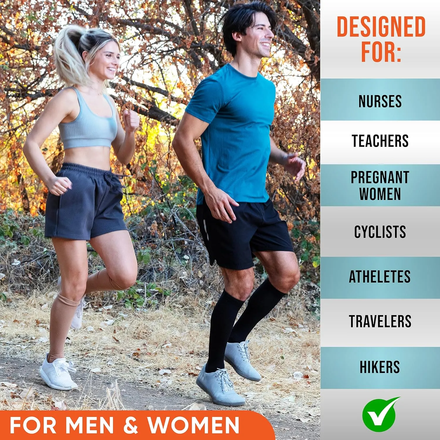 Compression Socks for Women & Men (20-30 mmHg) Support for Travel, Nurses, Pregnancy, Shin Splints, Sports and Everyday Wear