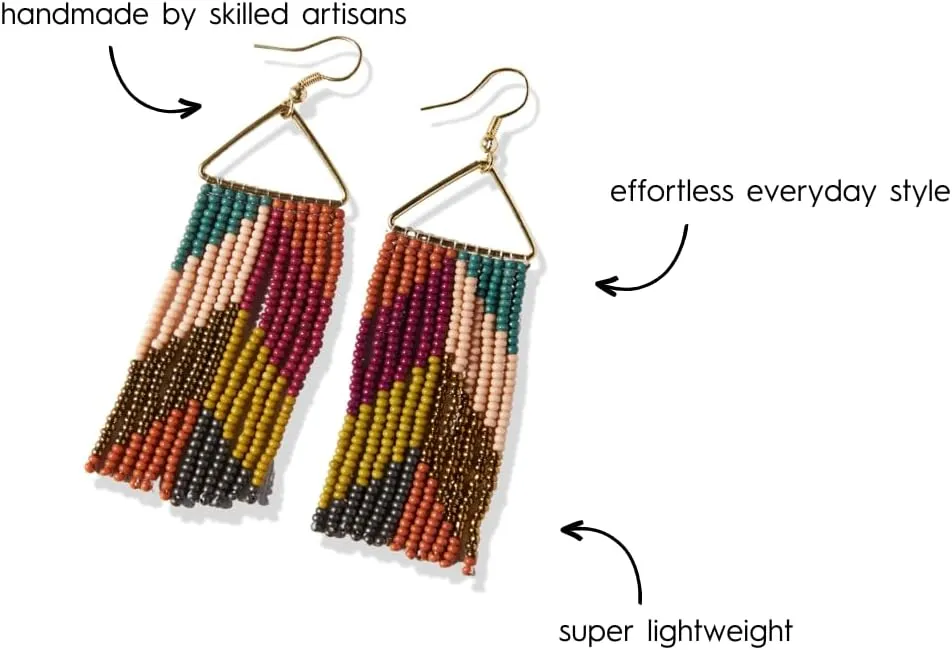 INK ALLOY Beaded Earrings for Women Dangling, Whitney Medium Fringe Statement Boho Earrings, Hypoallergenic Handmade Jewelry for the Modern Bohemian, 3.25-Inch Length