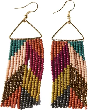 INK ALLOY Beaded Earrings for Women Dangling, Whitney Medium Fringe Statement Boho Earrings, Hypoallergenic Handmade Jewelry for the Modern Bohemian, 3.25-Inch Length