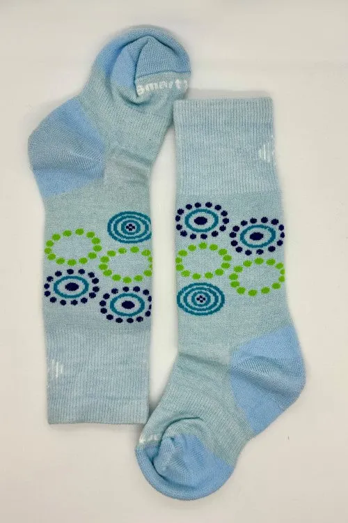Kids Wintersport Dot Blueprint Wool Knee Sock