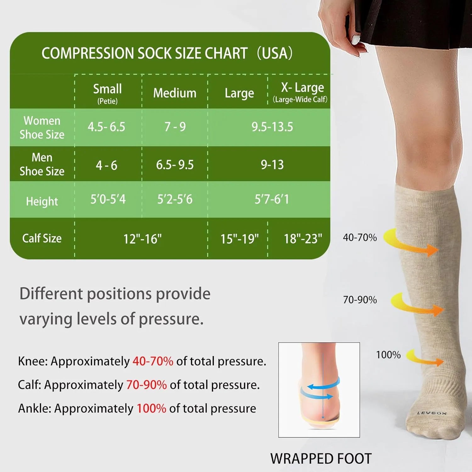 LEVSOX Viscose for Bamboo Compression Socks for Women&Men 20-30 mmHg Knee High Cute Support Socks for Nurses Pregnacy Travel