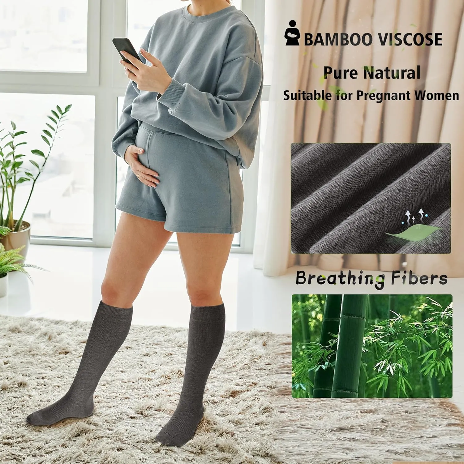 LEVSOX Viscose for Bamboo Compression Socks for Women&Men 20-30 mmHg Knee High Cute Support Socks for Nurses Pregnacy Travel
