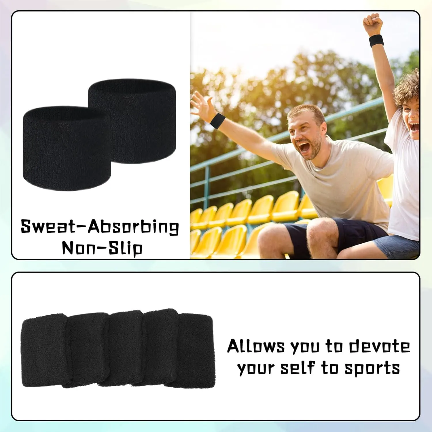 Lounsweer 72 Pcs Bulk Sports Wristbands - Sweatbands for Kids, Gifts, Party Favors, Athletics, and Fans