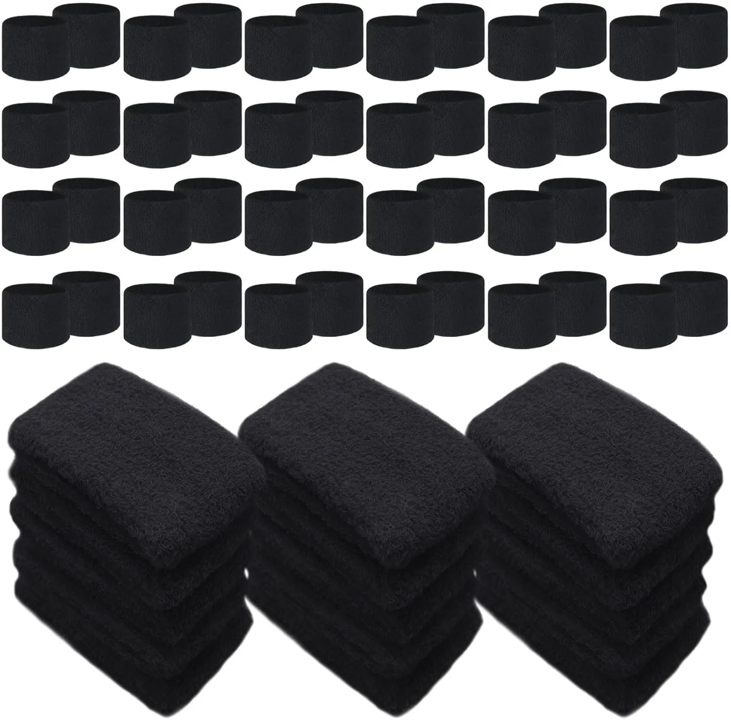 Lounsweer 72 Pcs Bulk Sports Wristbands - Sweatbands for Kids, Gifts, Party Favors, Athletics, and Fans