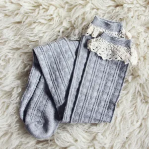 Sweetheart Lace Socks in Gray