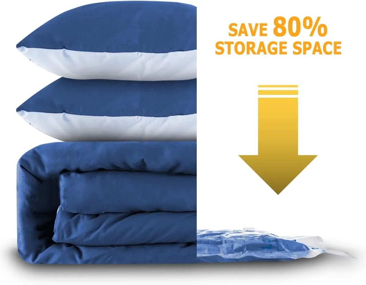 Vacuum Storage Bags 7 Jumbo, Space Saver Sealer Bags, Airtight Compression Bags for Clothes, Pillows, Comforters, Blankets, Bedding