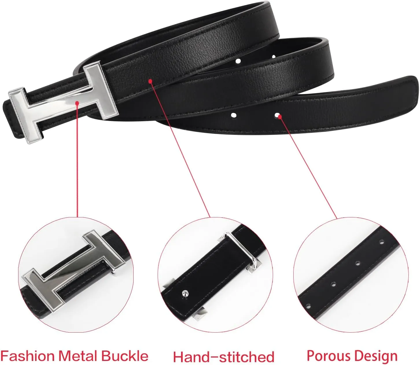 Women's Belts with Gold Buckle, Fashion Waist Band, Elegant Ladies' Belt, Gift for Women