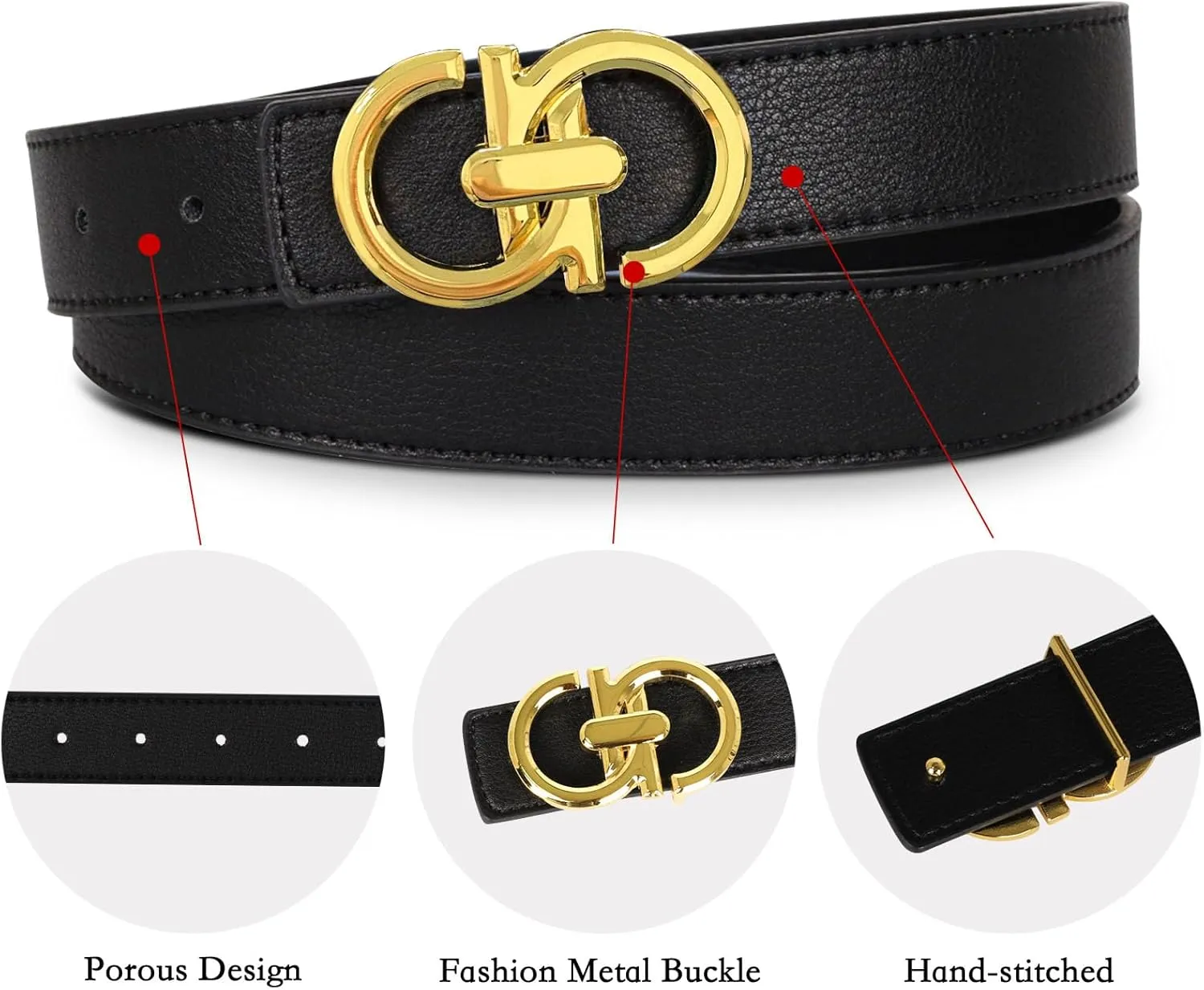 Women's Belts with Gold Buckle, Fashion Waist Band, Elegant Ladies' Belt, Gift for Women